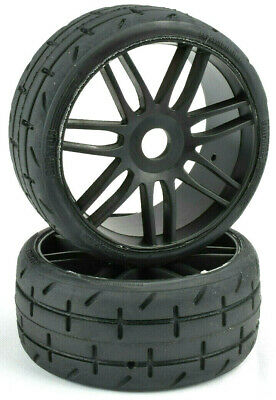 GTX01-S1 GRP Tyres 1:8 GT - T01 REVO - S1 XX-SOFT -NEW LINE Mounted on New Spoked Black Wheel - 1 Pair
