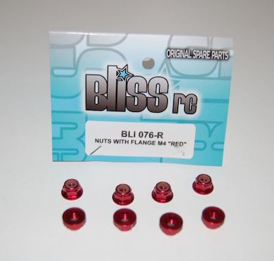 BLI076-R BlissRC - Dado autobloccante M4 Flangiato Rosso (Pz.8)