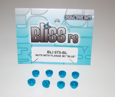 BLI075-BL  BlissRC - Dado autobloccante M3 Flangiato Blu (Pz.8)