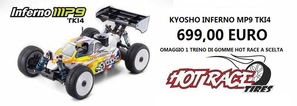 33001-BHT Kyosho Nuovo Automodello Off Road INFERNO MP9 TKI-4 OMAGGIO 1 TRENO GOMME HOT RACE A SCELTA