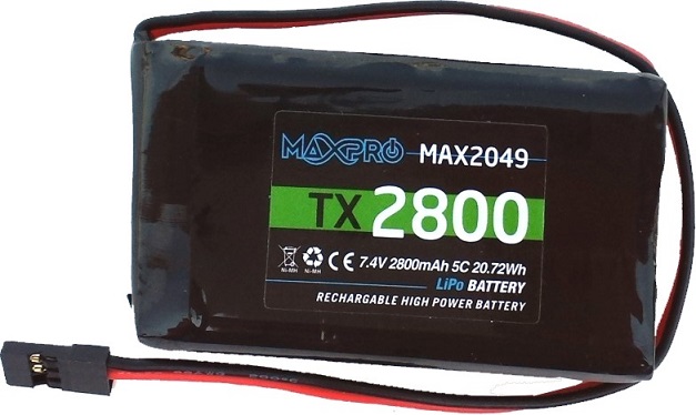 MAX2049 Maxpro Li-Po 5C 7,4V 2.800mAh per Trasmettitori Futaba