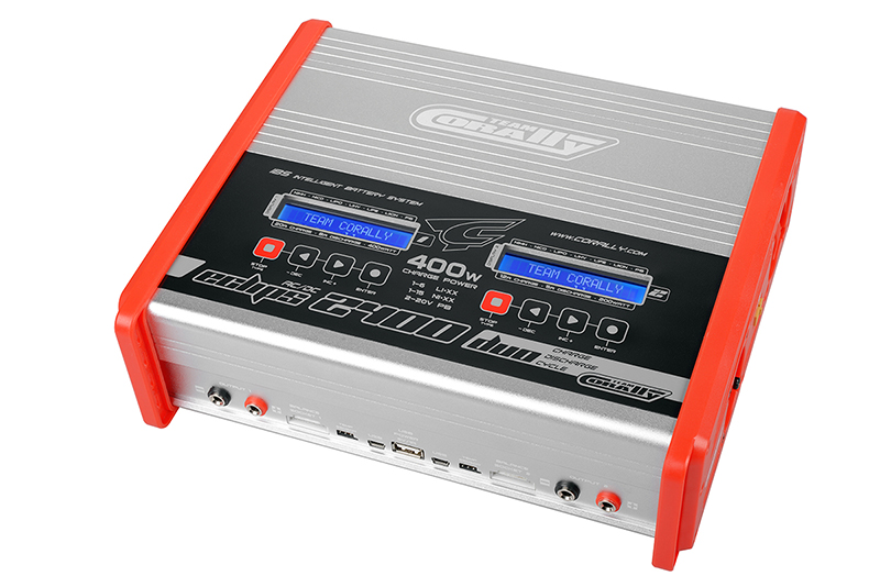 COR48491 Team Corally - Charger - Eclips 2400 Duo - AC/DC - 400W Power - LCD Display - (2X) 1-6 Li-Xx - 1-15 Ni-Xx