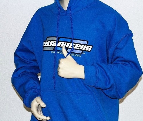 M0250-XL Mugen Seiki Nuova Felpa con Cappuccio Mugen Logo US Blue (XL)