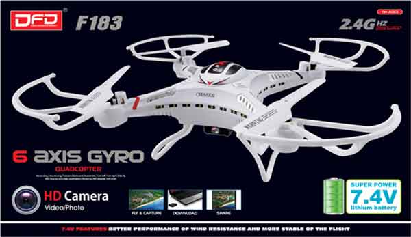 F183 DRONE RTF 2.4G 4 CH 6 AXIS GYRO CON CAMERA HD E LUCI