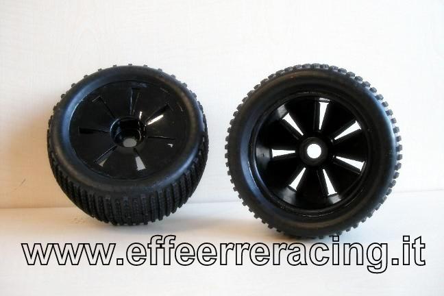HT461 Hobbytech Gomme Truggy Incollate su Cerchio Nero Standard Tire RTR (2)