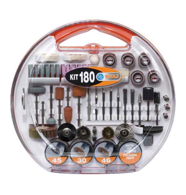 PG180A Poggi Tools Kit 180 Mini Accessori Assortiti x Tagliare, Smerigliare, Incidere, Lucidare, Levigare, Pulire, Intagliare